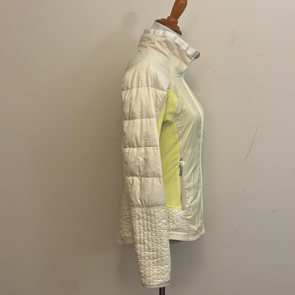 Lululemon Neon Yellow & White Quilted Fleece Jacket Size 8 - Picture 3 of 7